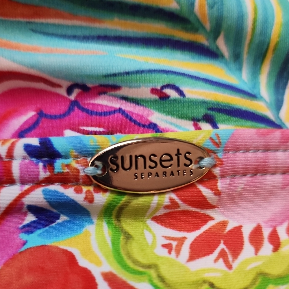 Sunsets | Tropical Floral Women's Two Piece 36D Tankini Medium Swim Skirt Set - Picture 12 of 13